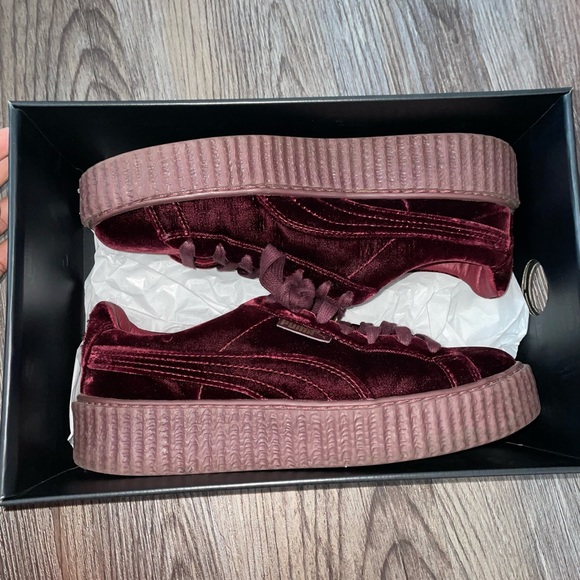 Size 8.5 Puma x Fenty Royal Purple/ Burgundy Velvet Creeper Sneaker - Picture 3 of 7